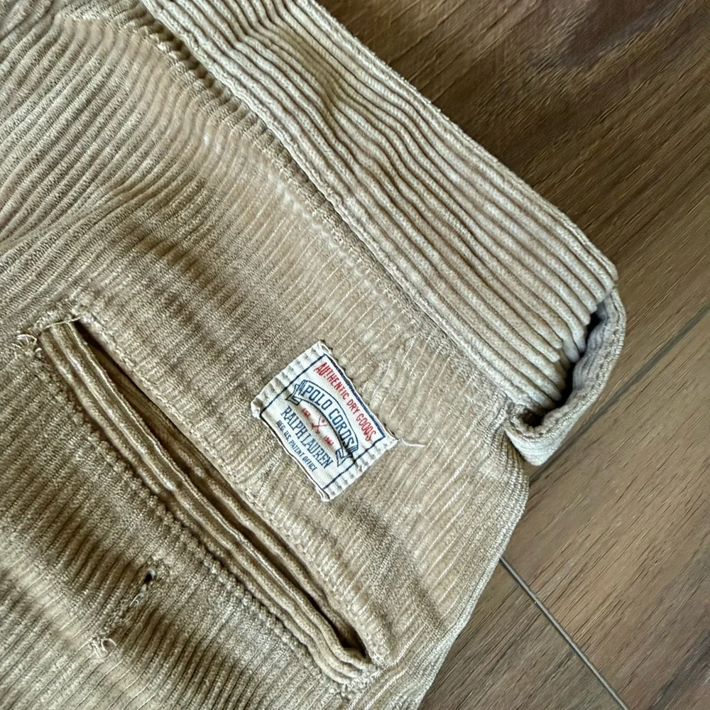 Vintage Polo Ralph Lauren 31x30 Khaki‎ Corduroy Pleated Made In USA